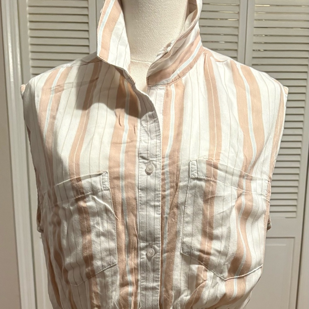 Striped Sleeveless Button-Up Dress